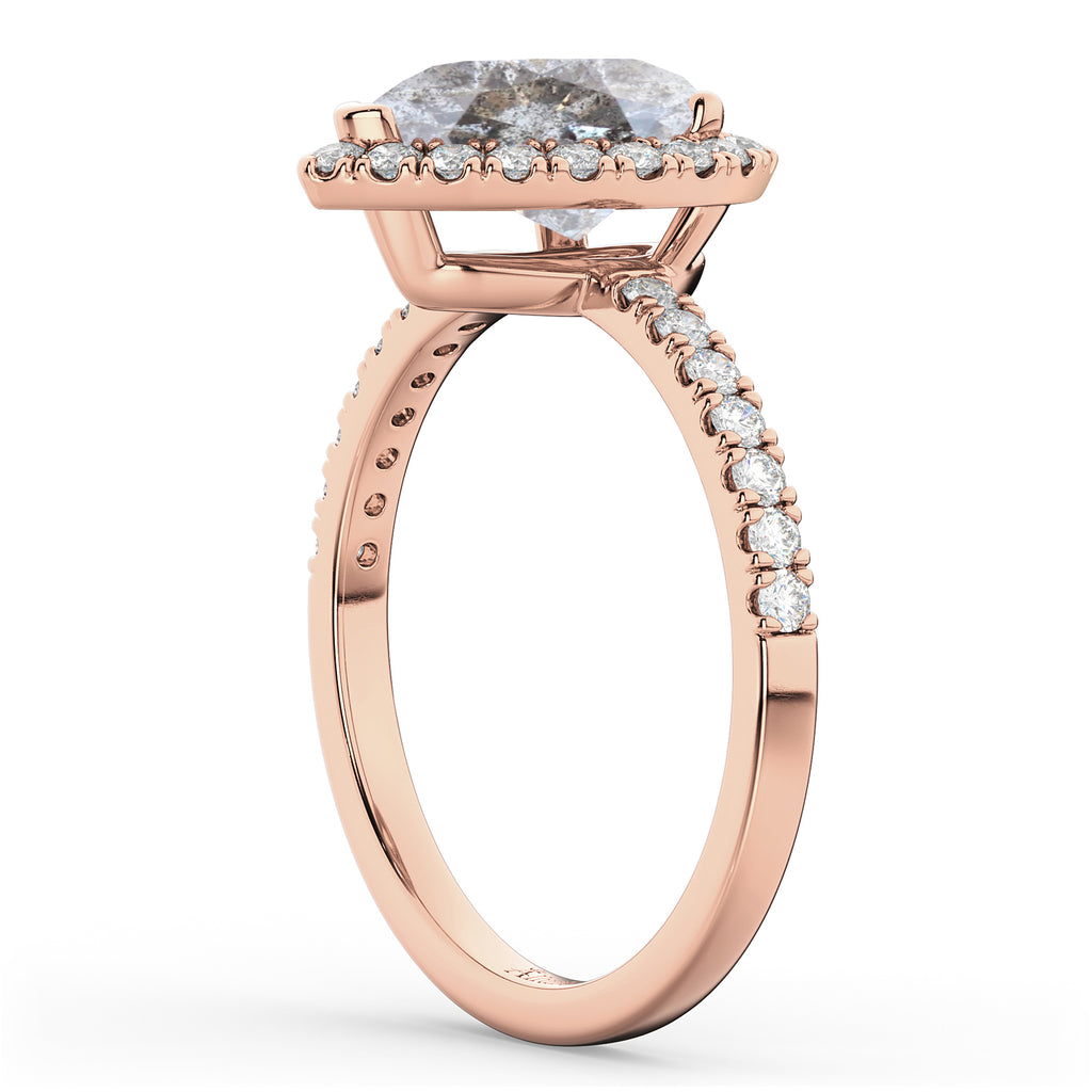 Pear Salt & Pepper Diamond & Diamond Engagement Ring 14K Rose Gold (2.51ct)