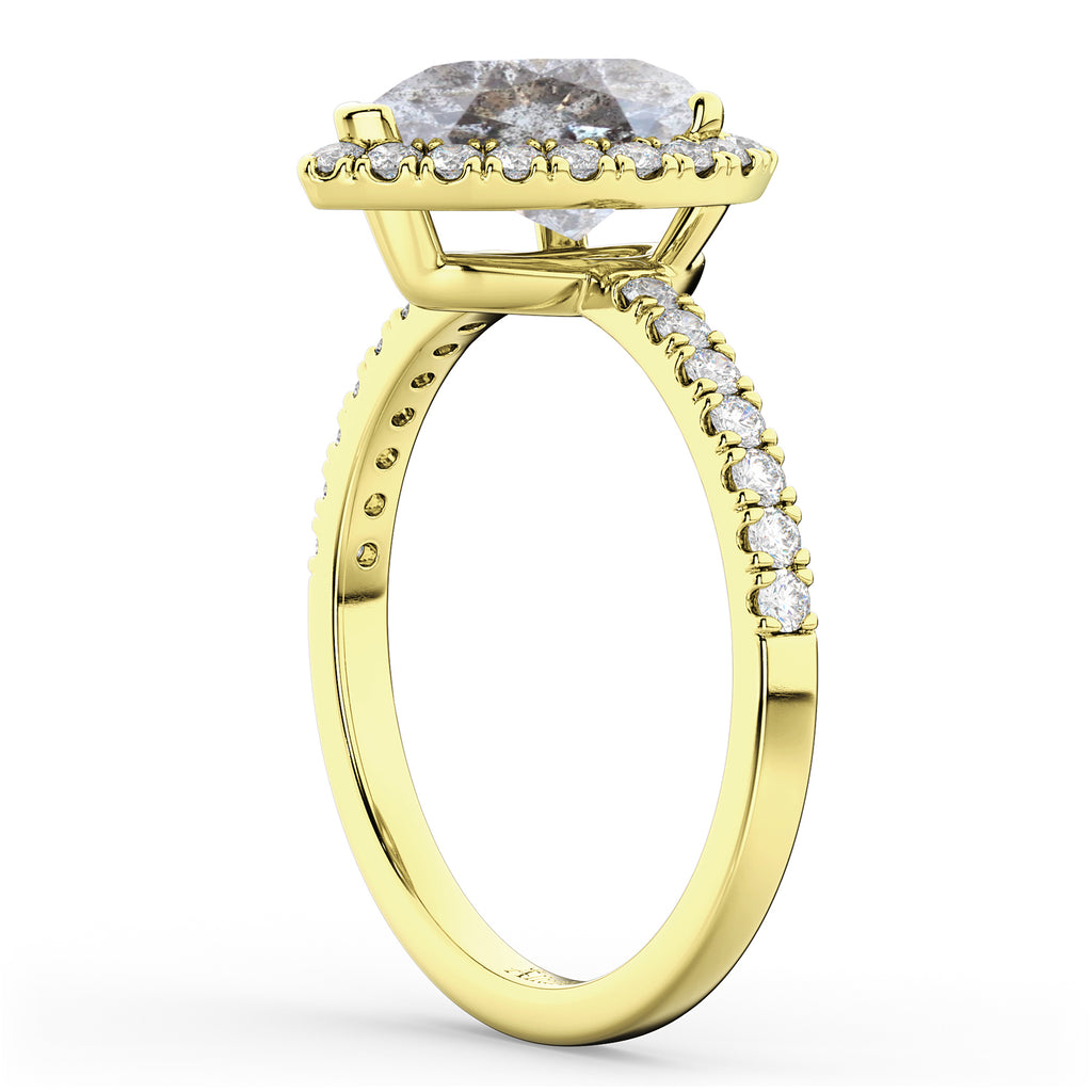 Pear Salt & Pepper Diamond & Diamond Engagement Ring 14K Yellow Gold (2.51ct)