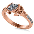 Princess Cut Lab Diamond Celtic Knot Engagement Ring 14K Rose Gold 0.75ct