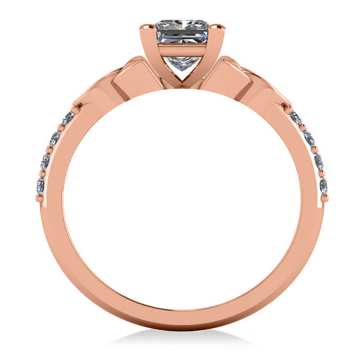 Princess Cut Diamond Celtic Knot Engagement Ring 14K Rose Gold 0.75ct