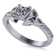 Princess Lab Diamond Celtic Knot Engagement Ring 14K White Gold (0.75ct)