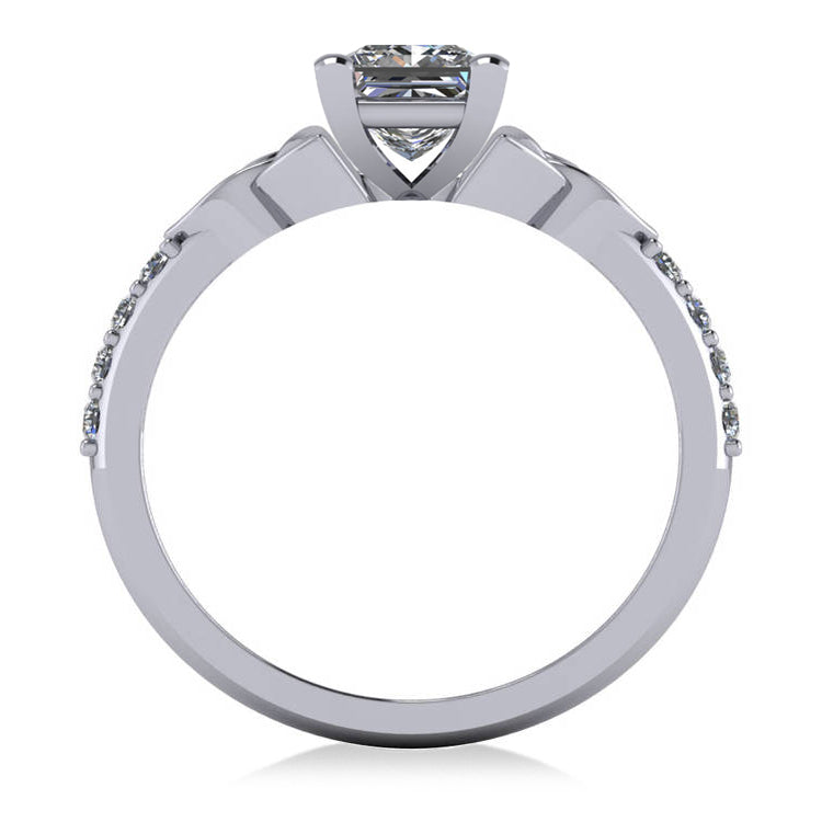 Princess Cut Lab Diamond Celtic Knot Engagement Ring Platinum 0.75ct