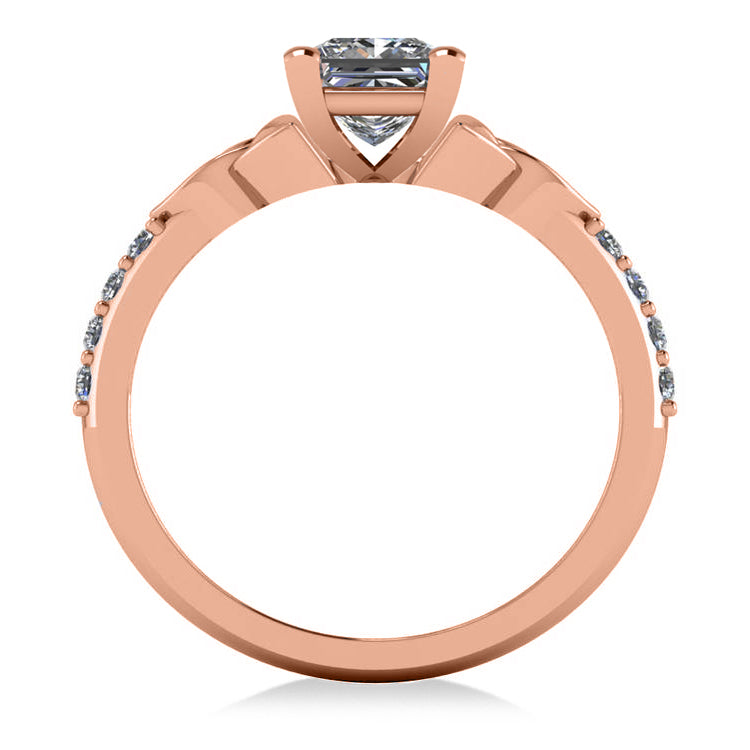 Princess Cut Diamond Celtic Knot Engagement Ring 14K Rose Gold 1.00ct