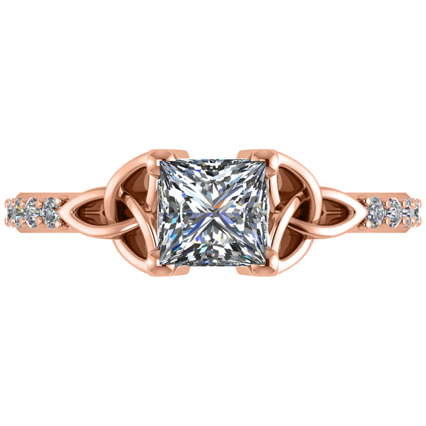 Princess Cut Diamond Celtic Knot Engagement Ring 14K Rose Gold 1.00ct