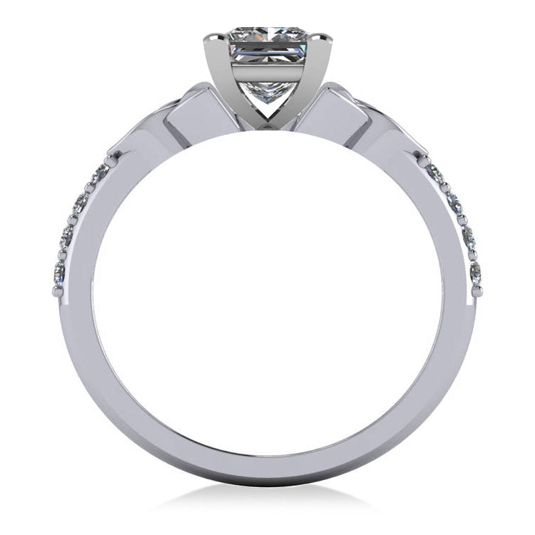 Princess Cut Lab Diamond Celtic Knot Engagement Ring 18k White Gold 1.00ct