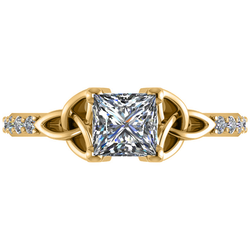 Princess Cut Diamond Celtic Knot Engagement Ring 18k Yellow Gold 1.00ct