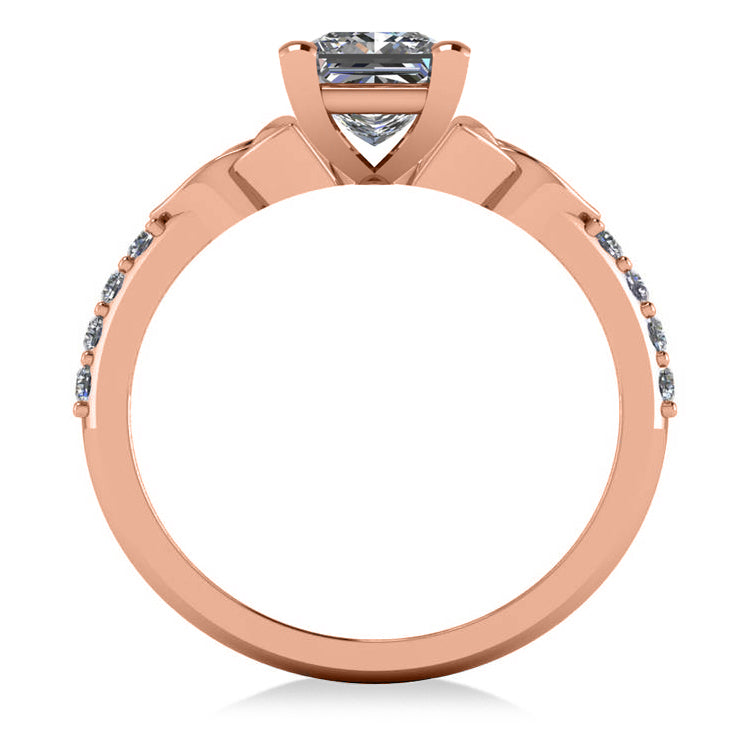 Princess Cut Diamond Celtic Knot Engagement Ring 14K Rose Gold 1.50ct