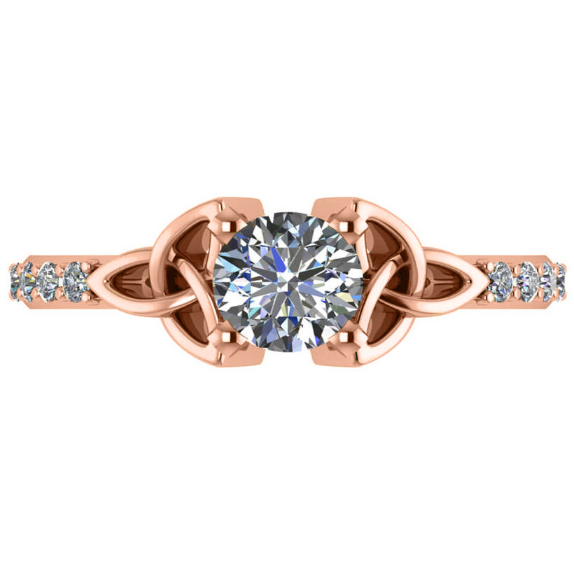 Round Diamond Celtic Knot Engagement Ring 14K Rose Gold 0.75ct
