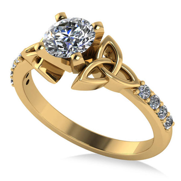 Round Lab Diamond Celtic Knot Engagement Ring 14K Yellow Gold 0.75ct