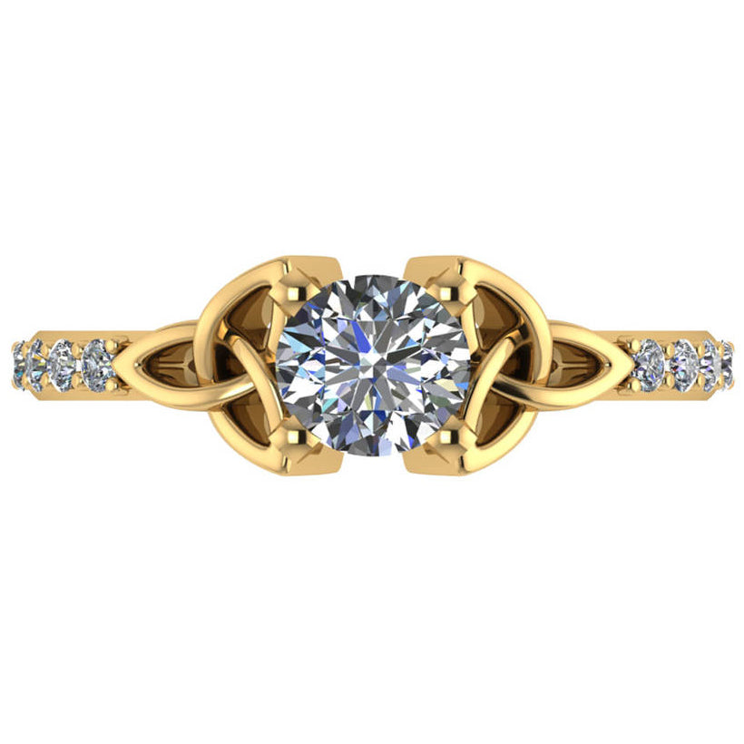 Round Diamond Celtic Knot Engagement Ring 14K Yellow Gold 0.75ct