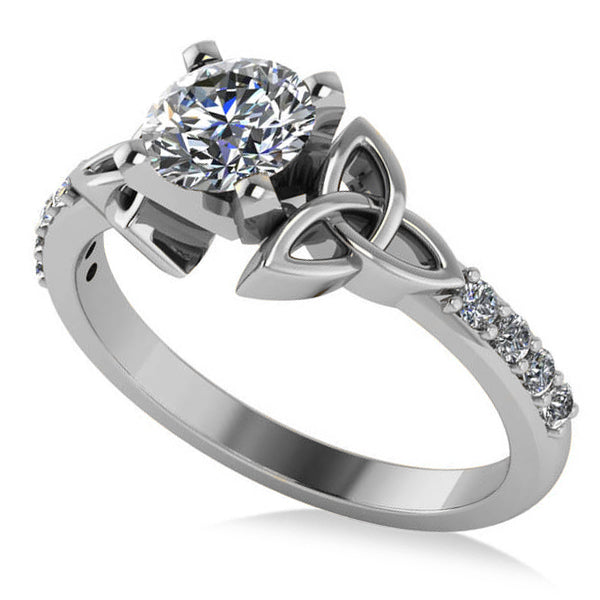 Round Lab Diamond Celtic Knot Engagement Ring  Palladium 0.75ct