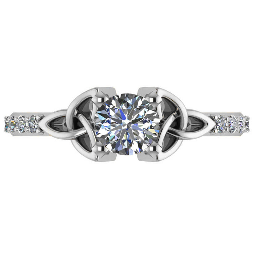 Round Lab Diamond Celtic Knot Engagement Ring  Platinum 0.75ct