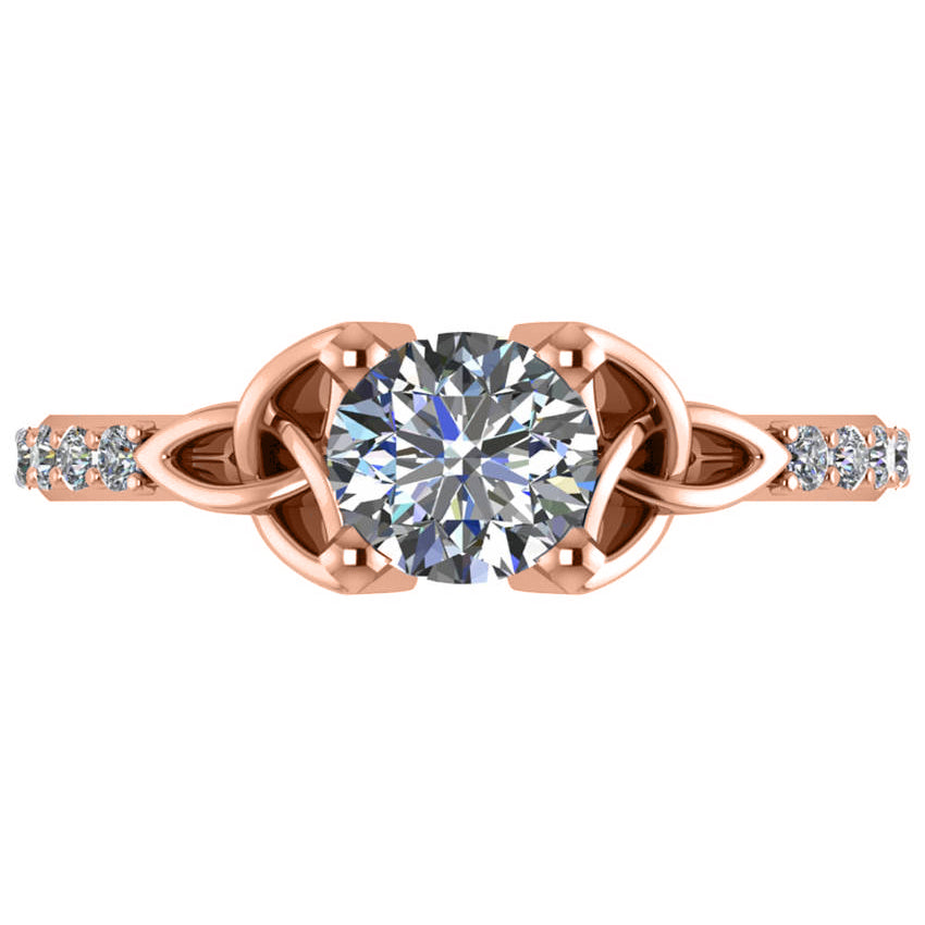 Round Diamond Celtic Knot Engagement Ring 14K Rose Gold 1.00ct
