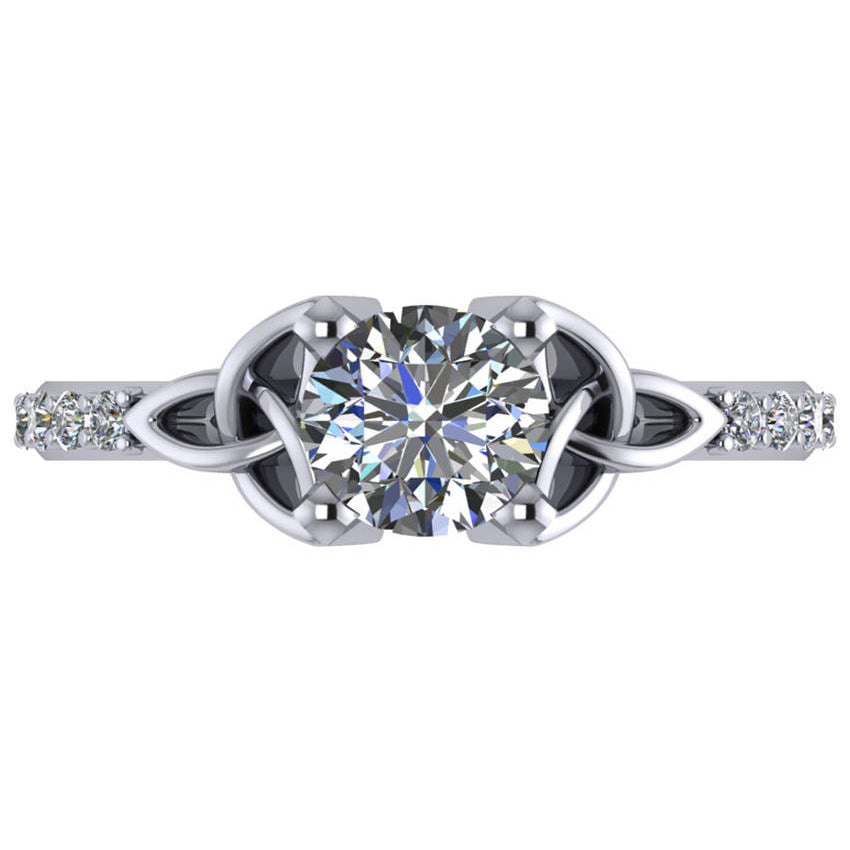 Round Lab Diamond Celtic Knot Engagement Ring  Platinum 1.00ct