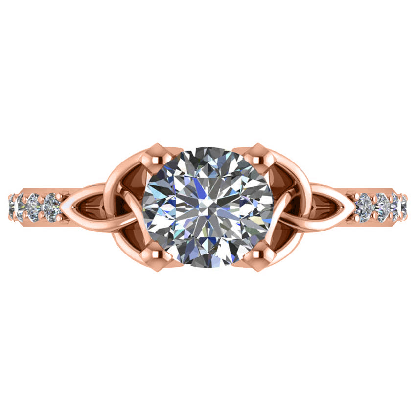 Round Lab Diamond Celtic Knot Engagement Ring 14K Rose Gold 1.50ct