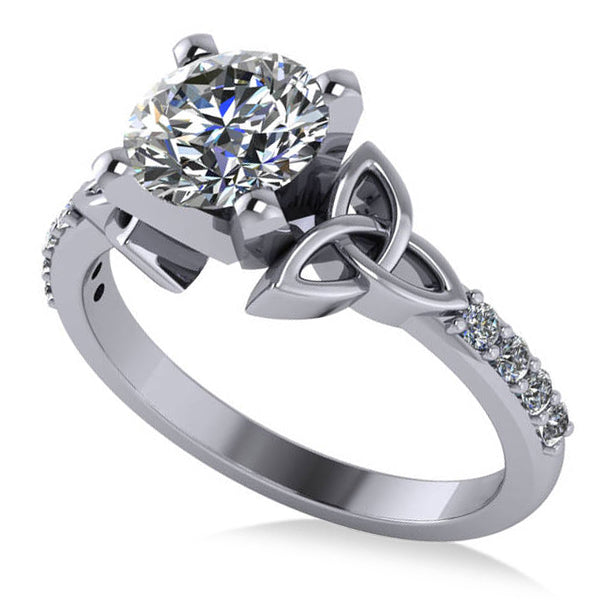 Round Lab Diamond Celtic Knot Engagement Ring  Palladium 1.50ct
