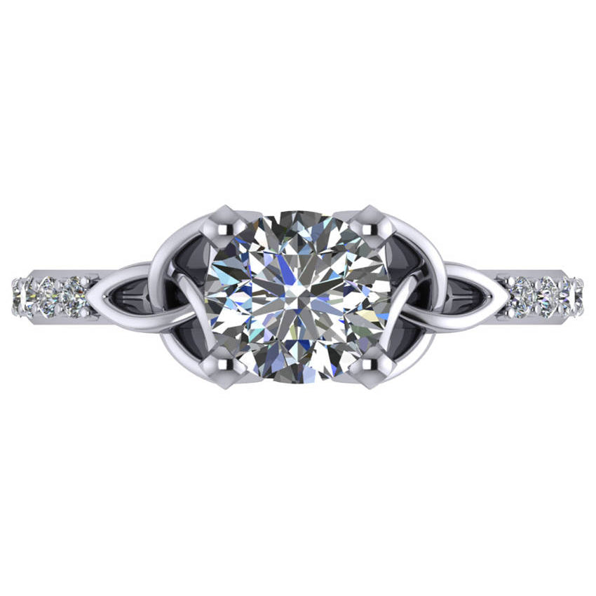 Round Lab Diamond Celtic Knot Engagement Ring  Palladium 1.50ct