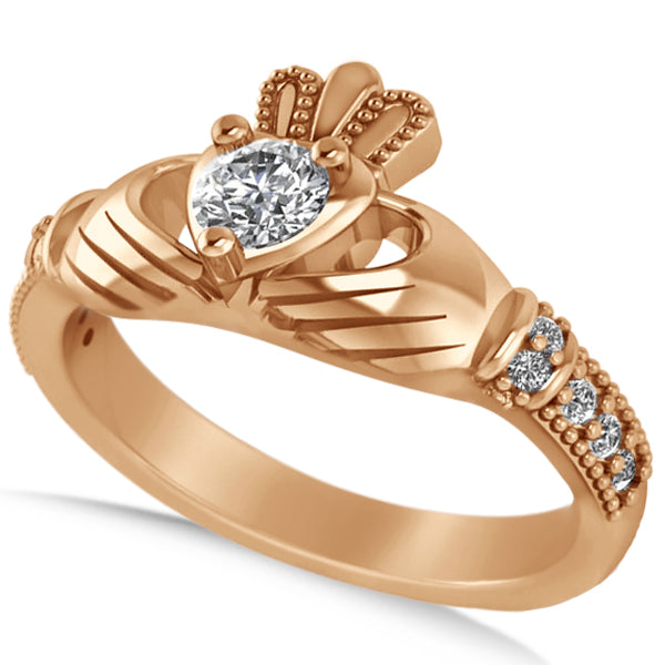 Lab Diamond Claddagh Engagement Ring in 14k Rose Gold (0.42ct)