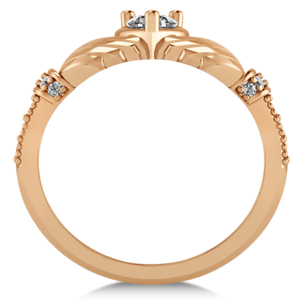 Lab Diamond Claddagh Engagement Ring in 14k Rose Gold (0.42ct)