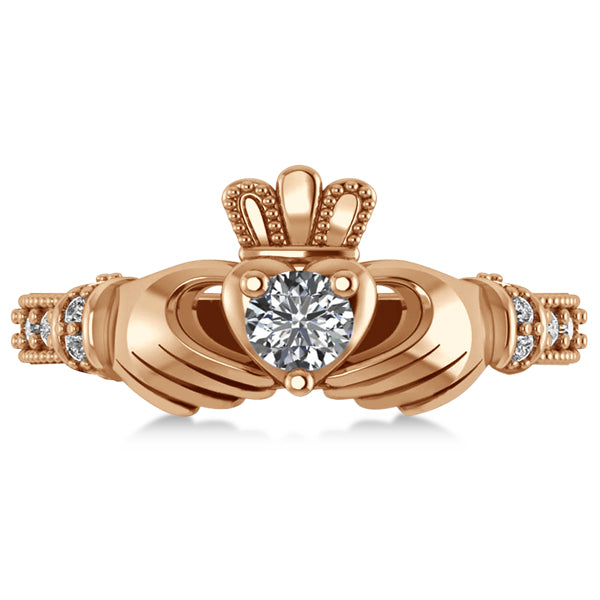 Lab Diamond Claddagh Engagement Ring in 14k Rose Gold (0.42ct)