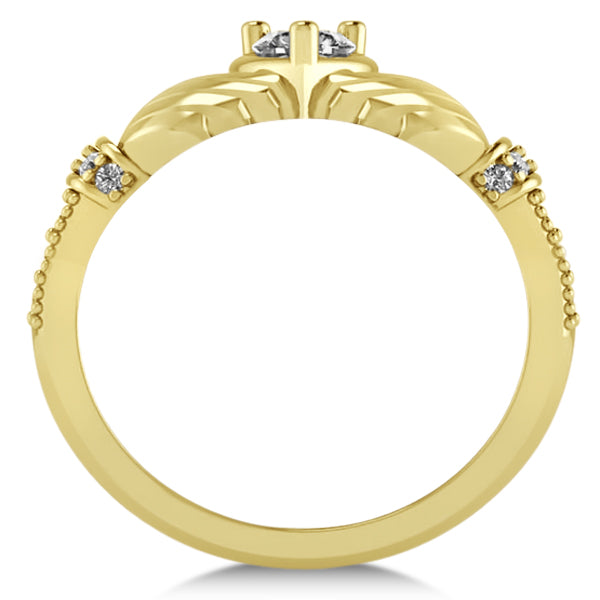 Lab Grown Diamond Claddagh Engagement Ring in 14k Yellow Gold (0.42ct)