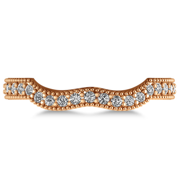 Diamond Accented Contoured Wedding Band in 14k Rose Gold (0.29ct)