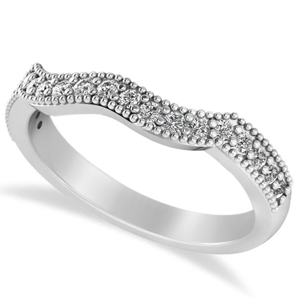 Diamond Accented Contoured Wedding Band in 14k White Gold (0.29ct)