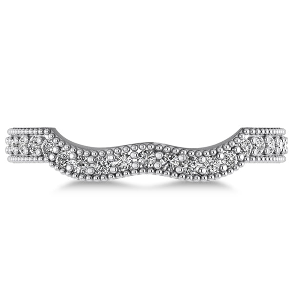 Diamond Accented Contoured Wedding Band in 14k White Gold (0.29ct)