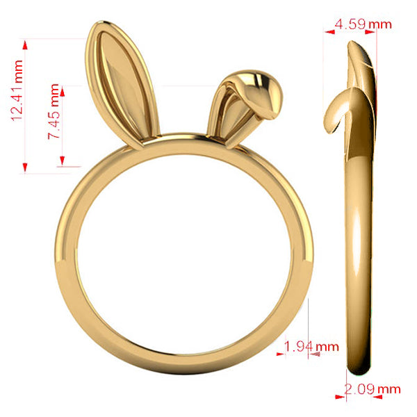 Bunny Ears Fashion Ring 14k Yellow Gold