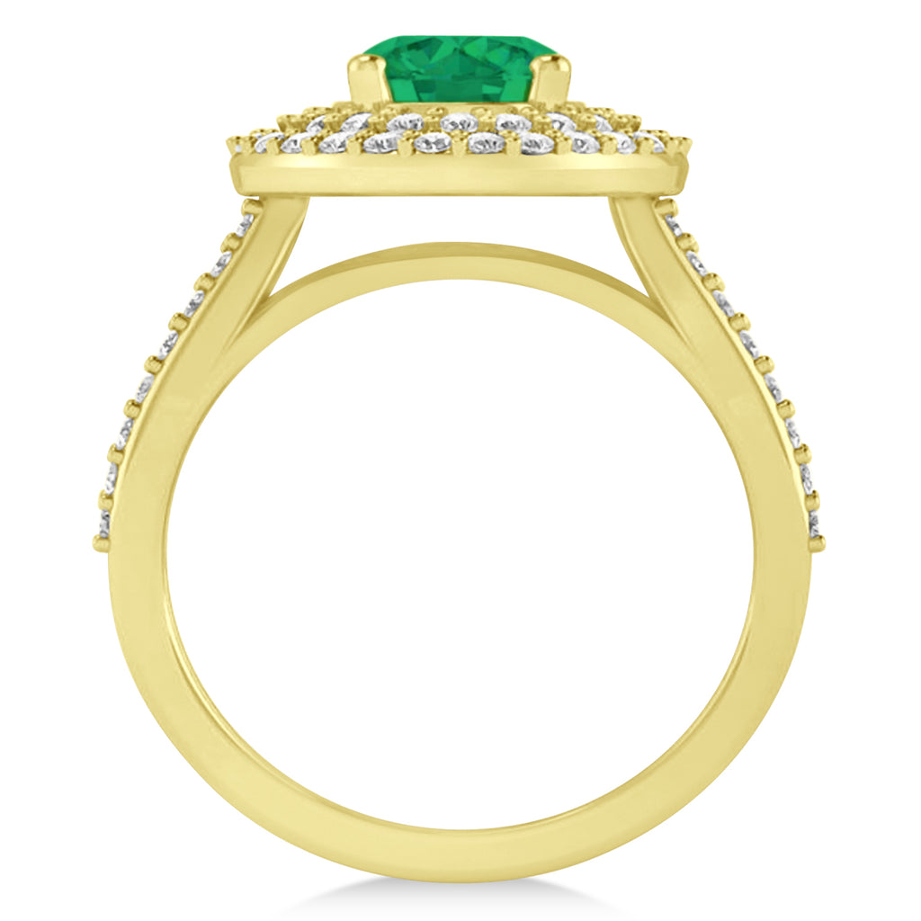 Double Halo Emerald Engagement Ring 14k Yellow Gold (2.27ct)