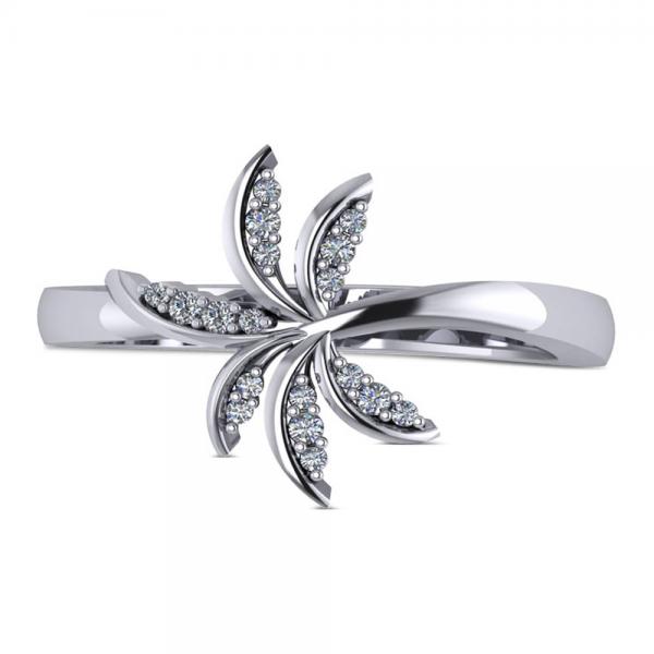 Diamond Accented Palm Tree Fashion Ring in 14k White Gold (0.12ct)