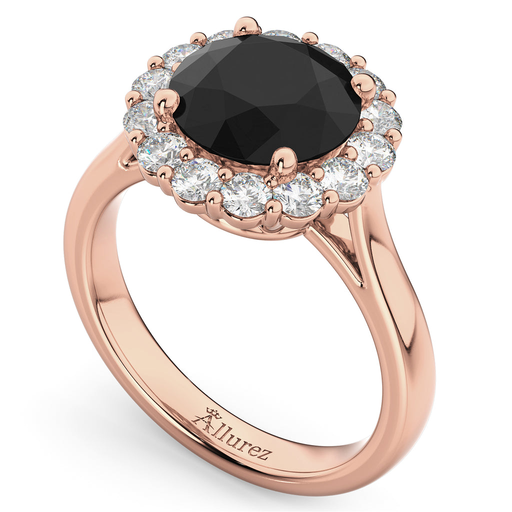 Round Lab Black Lab Diamond & Lab Diamond Engagement Ring 14K Rose Gold (3.20ct)