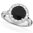 Round Black Diamond & Diamond Engagement Ring 14K White Gold (3.20ct)