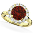 Halo Round Garnet & Diamond Engagement Ring 14K Yellow Gold 4.45ct