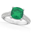 Cushion Cut Emerald & Diamond Engagement Ring 18k White Gold (4.42ct)