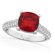 Cushion Cut Ruby & Diamond Engagement Ring 18k White Gold (4.42ct)