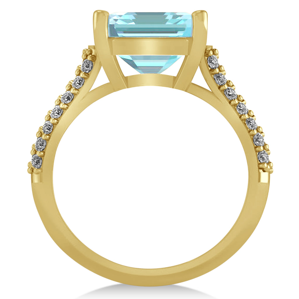 Oval Aquamarine & Diamond Engagement Ring 14k Yellow Gold (4.42ct)