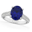 Oval Blue Sapphire & Diamond Engagement Ring 14k White Gold (4.42ct)