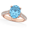Oval Blue Topaz & Diamond Engagement Ring 14k Rose Gold (4.42ct)