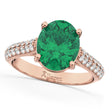 Oval Emerald & Diamond Engagement Ring 14k Rose Gold (4.42ct)