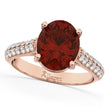 Oval Garnet & Diamond Engagement Ring 14k Rose Gold (4.42ct)