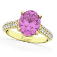 Oval Pink Sapphire & Diamond Engagement Ring 14k Yellow Gold (4.42ct)
