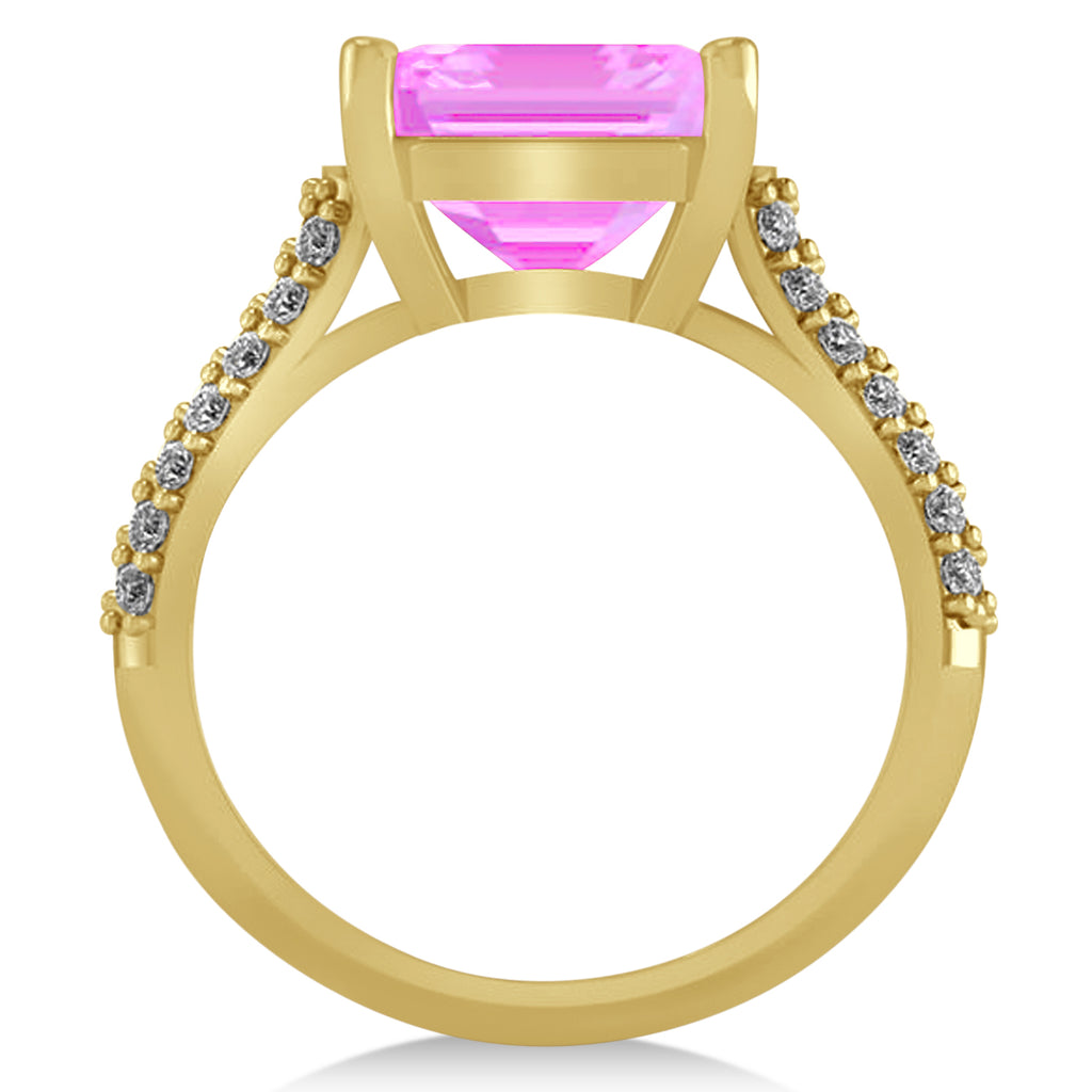 Oval Pink Sapphire & Diamond Engagement Ring 14k Yellow Gold (4.42ct)