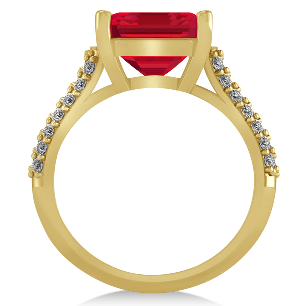 Oval Ruby & Diamond Engagement Ring 14k Yellow Gold (4.42ct)