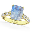 Emerald-Cut Moonstone & Diamond Ring 14k Yellow Gold (5.54ct)