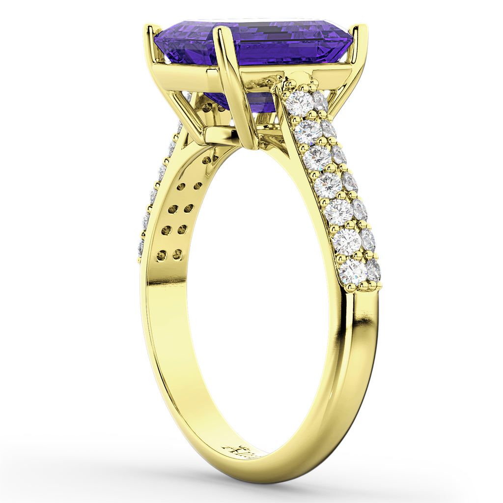 Emerald-Cut Tanzanite & Diamond Ring 14k Yellow Gold (5.54ct)