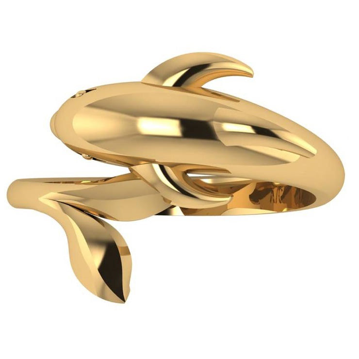 Summertime Dolphin Fashion Ring 14k Yellow Gold