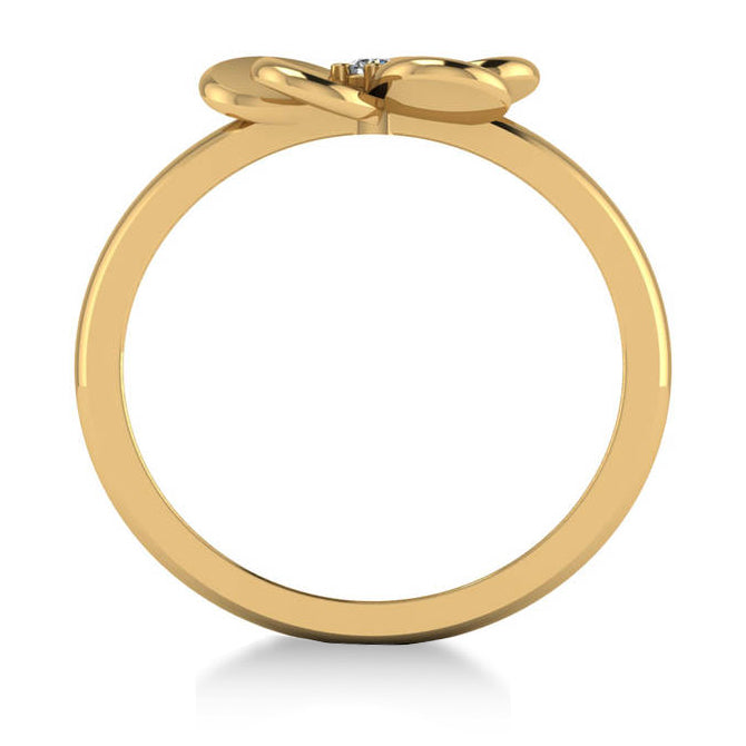 Diamond Flower Ladies Fashion Ring 14k Yellow Gold (0.03ct)