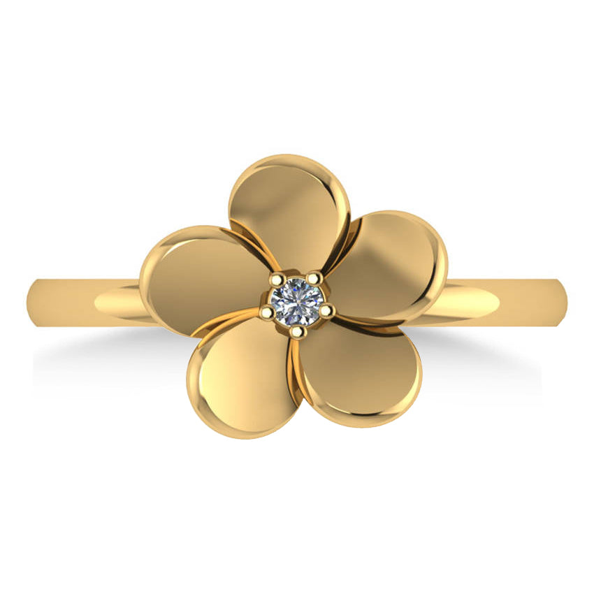 Diamond Flower Ladies Fashion Ring 14k Yellow Gold (0.03ct)
