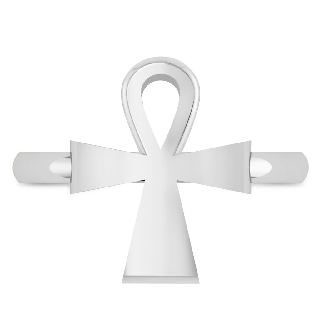 Ankh Egyptian Cross Ring 14K White Gold